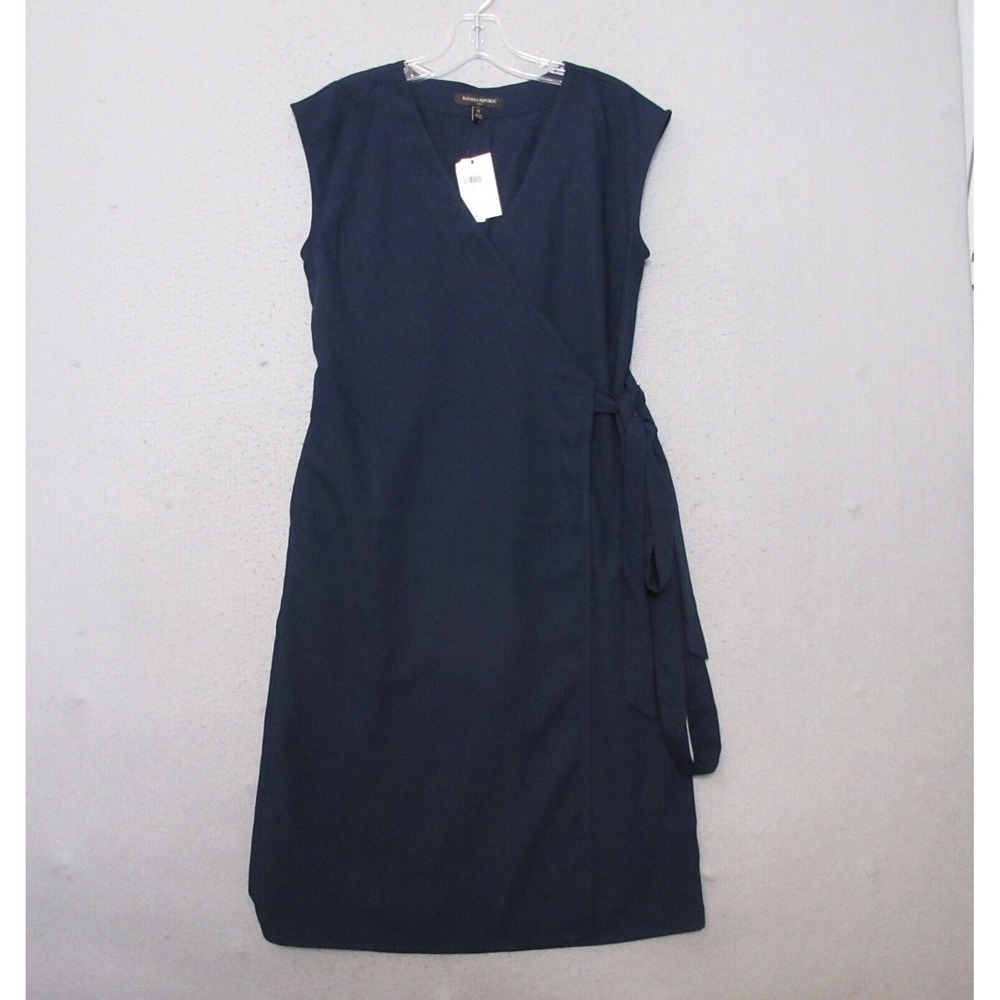 Banana Republic Factory Wrap Dress 0 Blue Career Timeless Minimalist Office